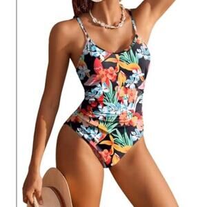 Ai'Mage Women's Tropical Hawaiian One Piece Bathing Suit Size Large